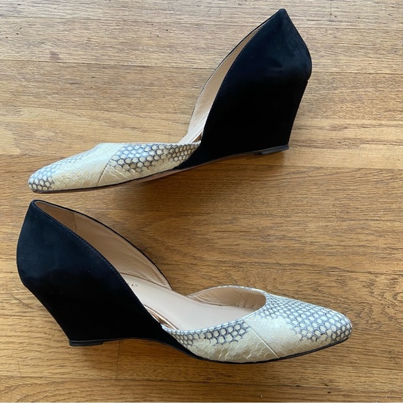 Loeffler Randall | 'Rae D'Orsay' Snakeskin & Suede Wedge Heels size 9.5 - Picture 2 of 10